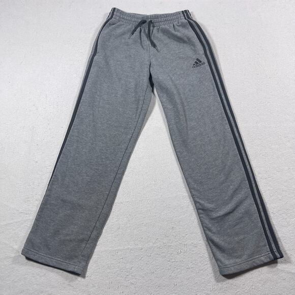 Adidas Sweatpants Men Small Gray Fleece Lined Straight Leg 3-Stripes Logo Athlet - Picture 1 of 11